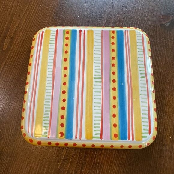 Vintage Festin Coquin Hand Painted Trivet Pottery Creation 18 Provence France - Picture 3 of 8